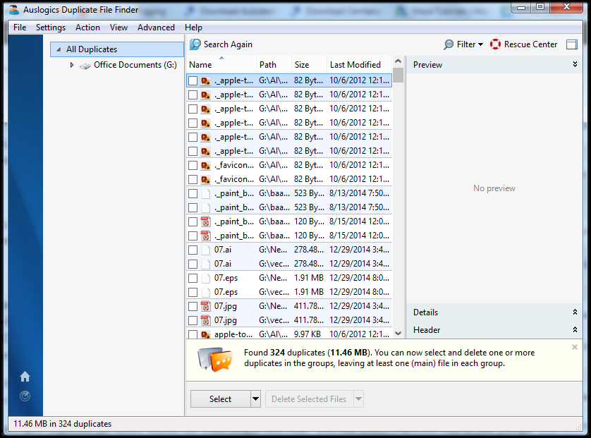 delete duplicate files with Auslogics duplicate file finder